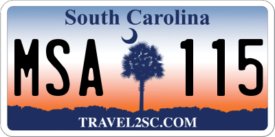 SC license plate MSA115