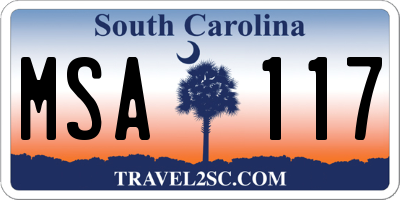 SC license plate MSA117
