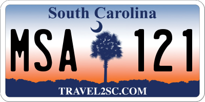 SC license plate MSA121