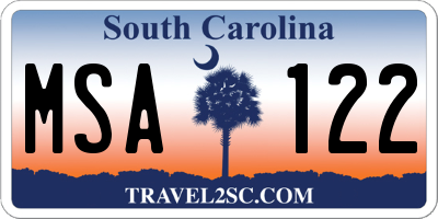 SC license plate MSA122