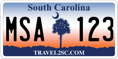 SC license plate MSA123