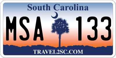 SC license plate MSA133