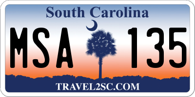 SC license plate MSA135