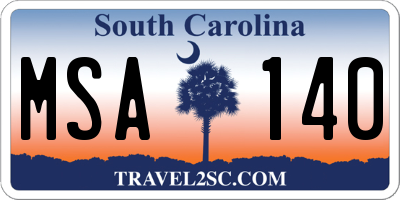 SC license plate MSA140