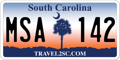 SC license plate MSA142