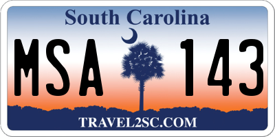 SC license plate MSA143