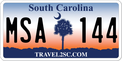 SC license plate MSA144