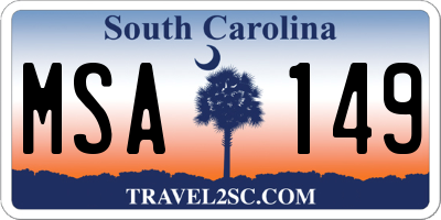 SC license plate MSA149