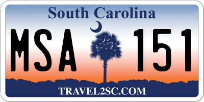 SC license plate MSA151