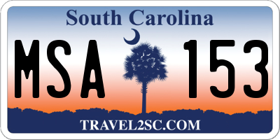 SC license plate MSA153