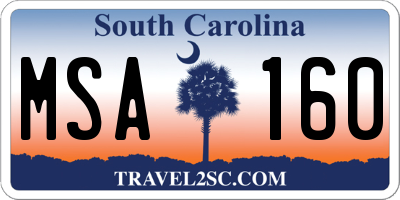 SC license plate MSA160