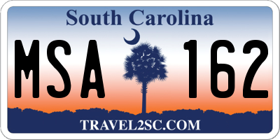 SC license plate MSA162
