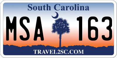 SC license plate MSA163
