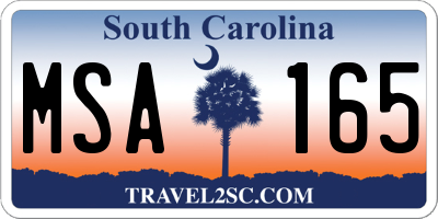 SC license plate MSA165