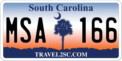 SC license plate MSA166