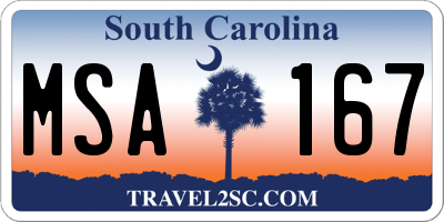 SC license plate MSA167