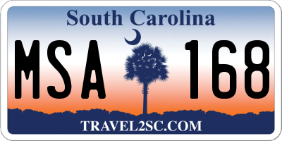 SC license plate MSA168