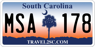 SC license plate MSA178