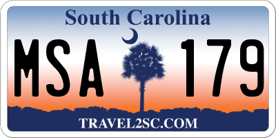 SC license plate MSA179