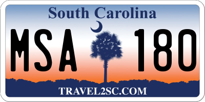 SC license plate MSA180