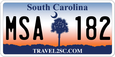 SC license plate MSA182