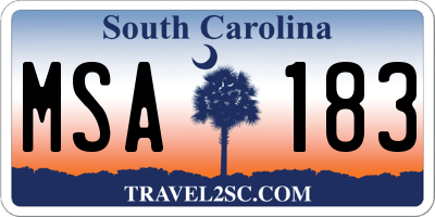 SC license plate MSA183