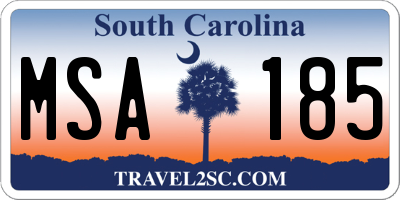 SC license plate MSA185