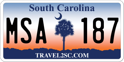 SC license plate MSA187
