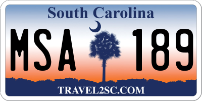 SC license plate MSA189