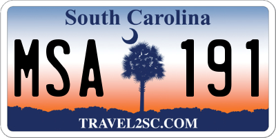SC license plate MSA191