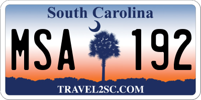SC license plate MSA192