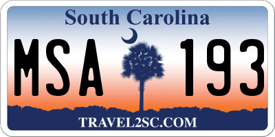 SC license plate MSA193