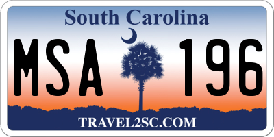 SC license plate MSA196