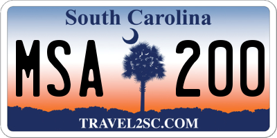 SC license plate MSA200