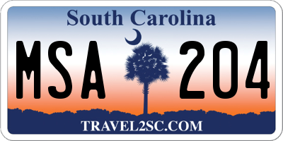 SC license plate MSA204