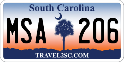 SC license plate MSA206
