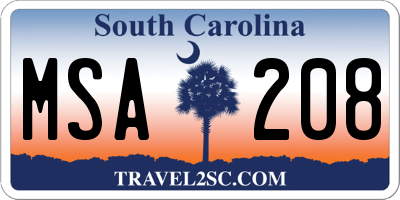 SC license plate MSA208