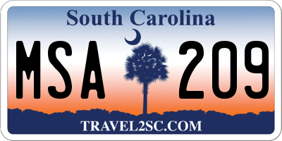 SC license plate MSA209