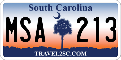 SC license plate MSA213
