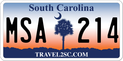 SC license plate MSA214