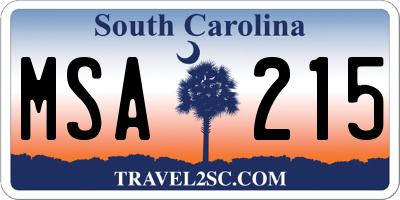 SC license plate MSA215