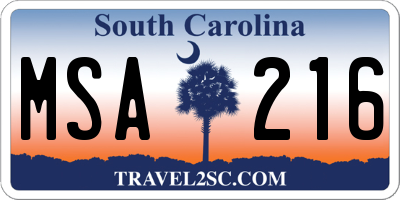 SC license plate MSA216