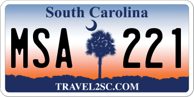 SC license plate MSA221