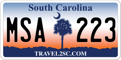 SC license plate MSA223