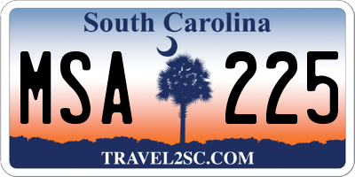 SC license plate MSA225