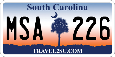 SC license plate MSA226
