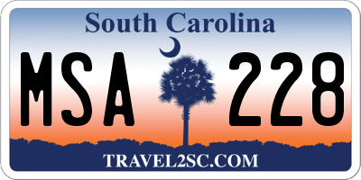 SC license plate MSA228