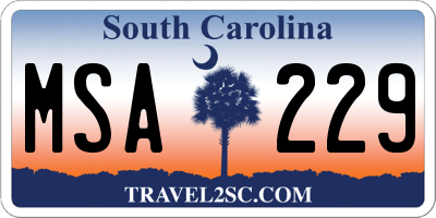 SC license plate MSA229
