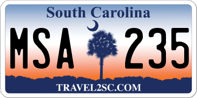 SC license plate MSA235