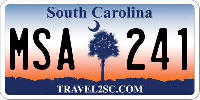 SC license plate MSA241